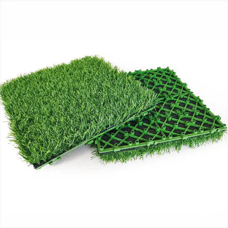 30×30cm Interlocking Artificial Grass Tiles, Fake Turf Flooring For Patio Balcony Garden
