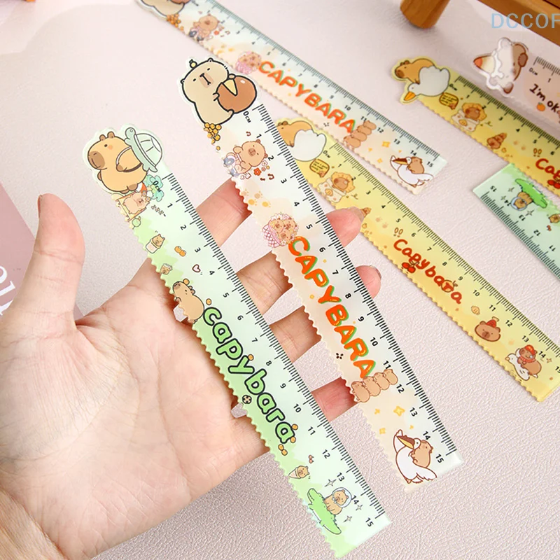 1Pcs Creative Cartoon Capybara Ruler Straight Ruler Wavy Lines Drawing Tools Student Stationery Office Supplies Gift