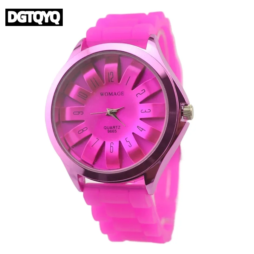 2027 Fashion Women Quartz Watches Women Dress Watches Steel Floral Chrysanthemum Dial Lady Rubber Jelly Band Children Watches