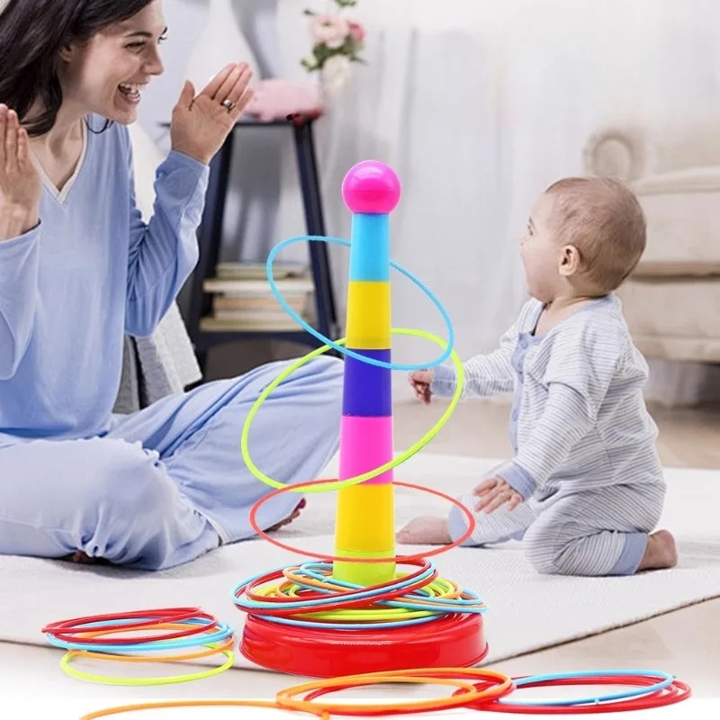 

Kids Hoopla Ring Toss Cast Circle Sets Game Sport Games Puzzle Stack Up Nesting Tower Colorful Toy Baby Educational Toy