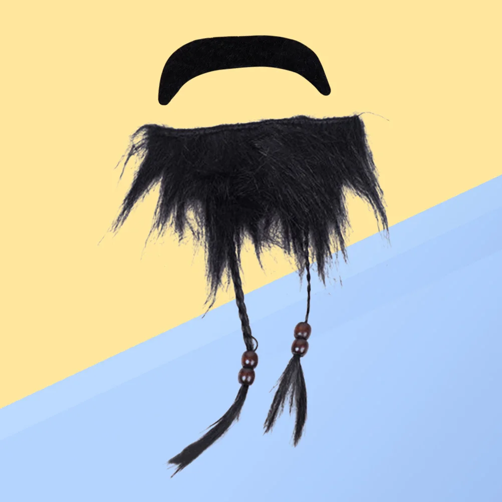 2Pcs Pirate Beard Halloween Party Prop Supplies Costume Set Black Lightweight Comfortable for Cosplay Carnival Festival Party