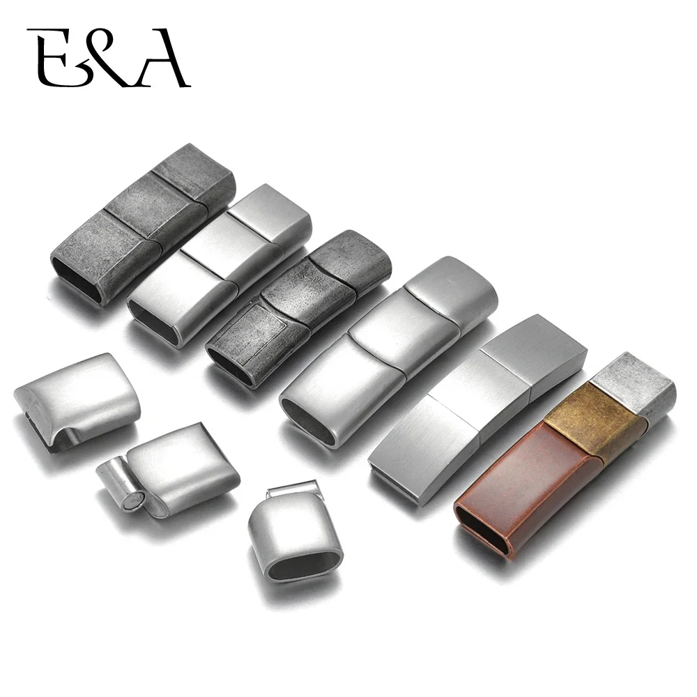 Stainless Steel Three-Section Magnetic Clasp Leather Cord Extended Clasps for DIY Bracelet Supplies Jewelry Making Accessories