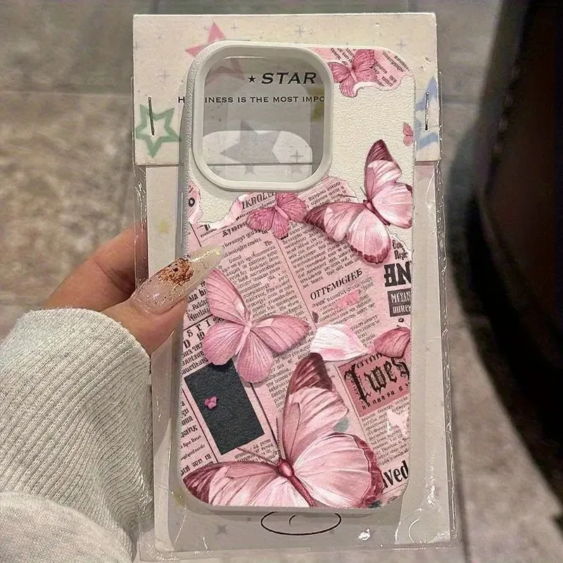 الوردي لطيف فراشة سيليكون لينة قضية الهاتف آيفون 17 الهواء 16 15 14 زائد 13 12 11 برو ماكس للصدمات كاندي غطاء الهاتف