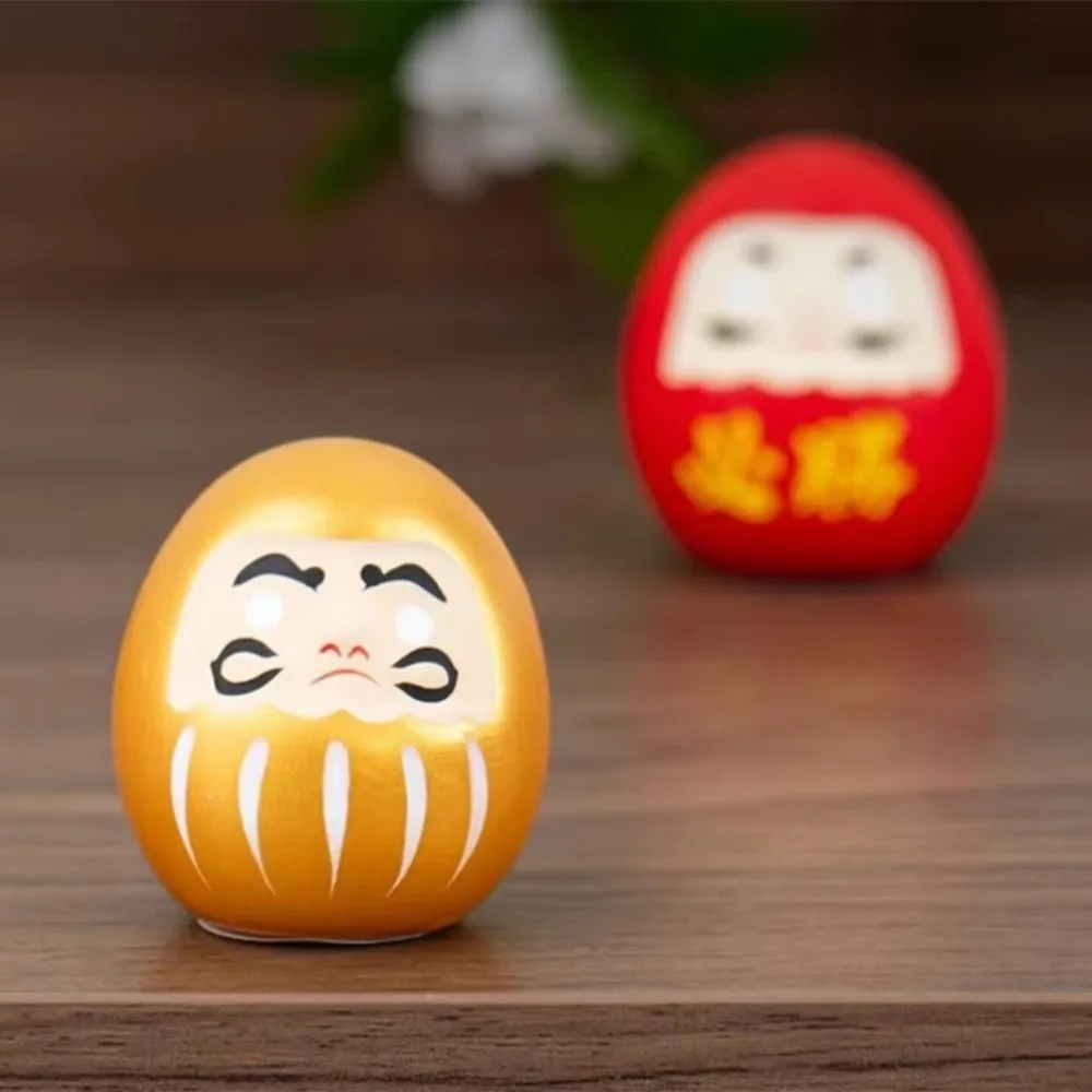Japanese Ceramic Daruma Doll Crafts Colorful Cartoon Lucky Cat Inspired Miniature Accessories Wealth Prosperity Decor