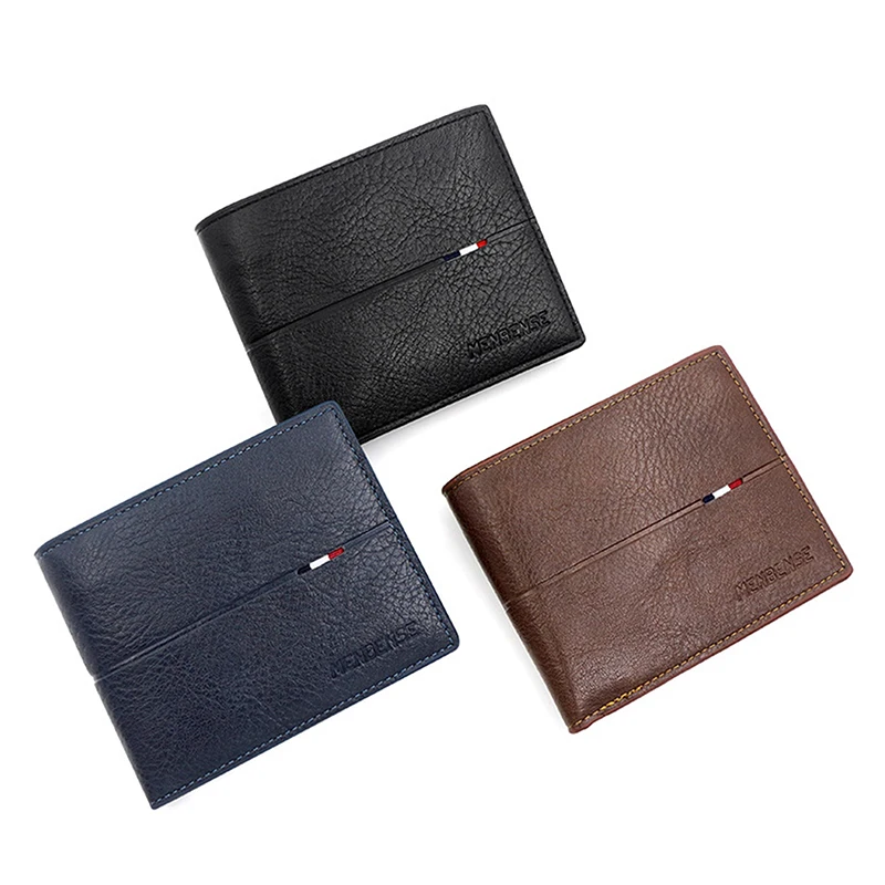 Cartera corta de cuero PU para hombre, Tarjetero con cremallera, bolsillo para monedas Delgado Simple, billetera corta de ocio, moda