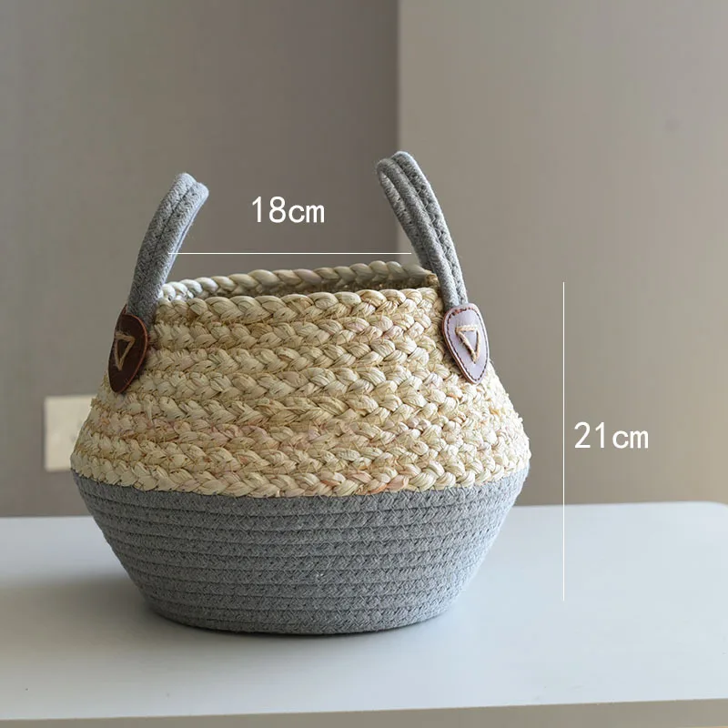Handwoven Rattan Basket - Straw & Bamboo Flower Pot Cover or Laundry Storage | Multi-Use Woven Decor for Home
