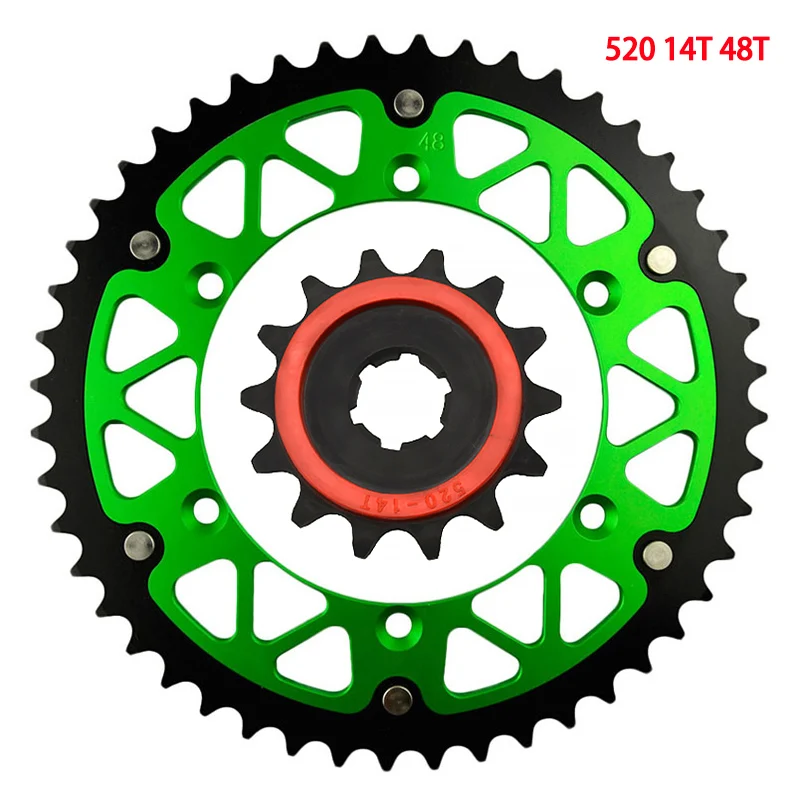 Motorcycle 14T 520 45T~52T Front & Rear Sprocket For KAWASAKI KX250  KX500 KLX 300R KDX250 KDX 220R KDX200 30300 KDX 200 220 R