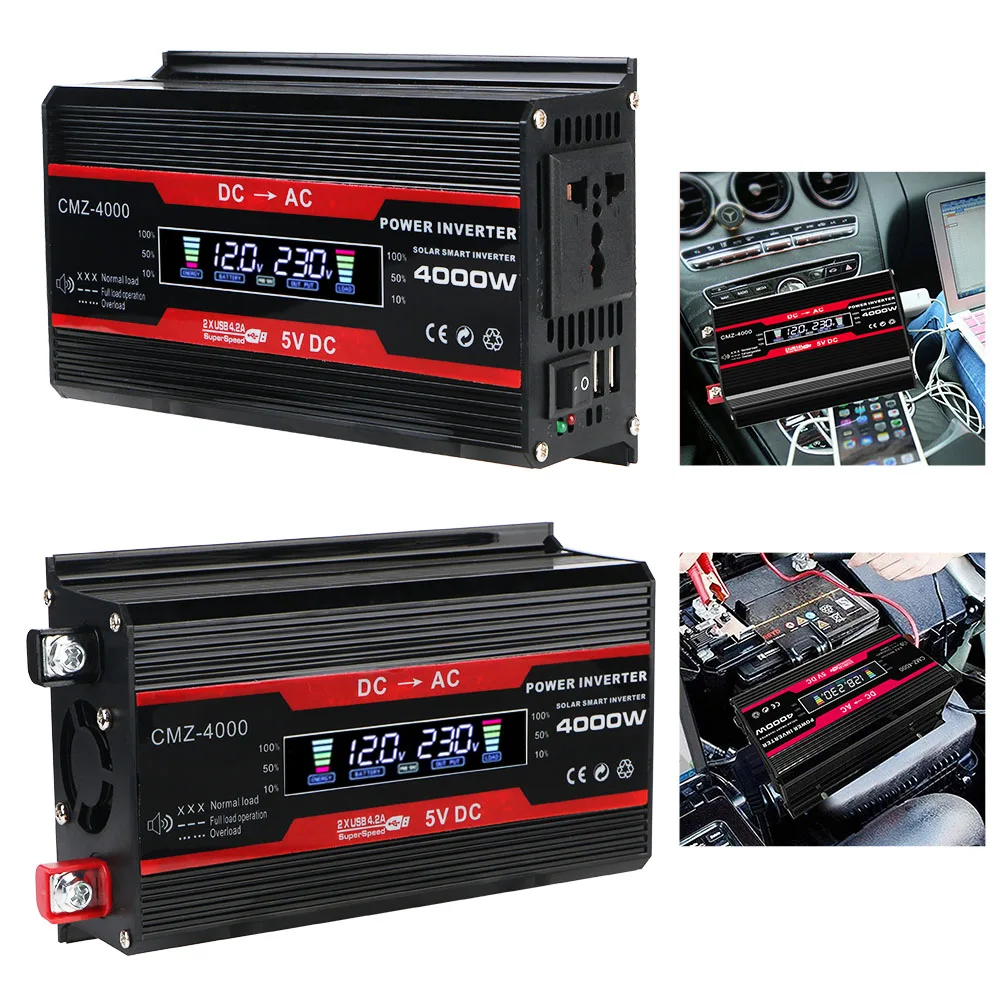 

4000W Solar Car Inverters Sine Wave Inverter Modified Multiple Protection 50Hz Converter DC 12V to AC 110V 220V Voltage