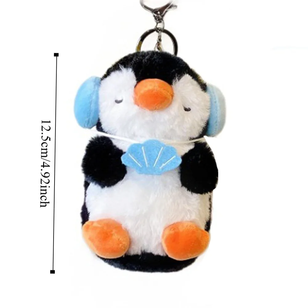 Écouteurs en peluche Pingu, porte-clés en peluche, dessin animé, téléphone drôle, poupée Pingu, pendentif doux et mignon, jouet pingouin en peluche, cadeau de Couple