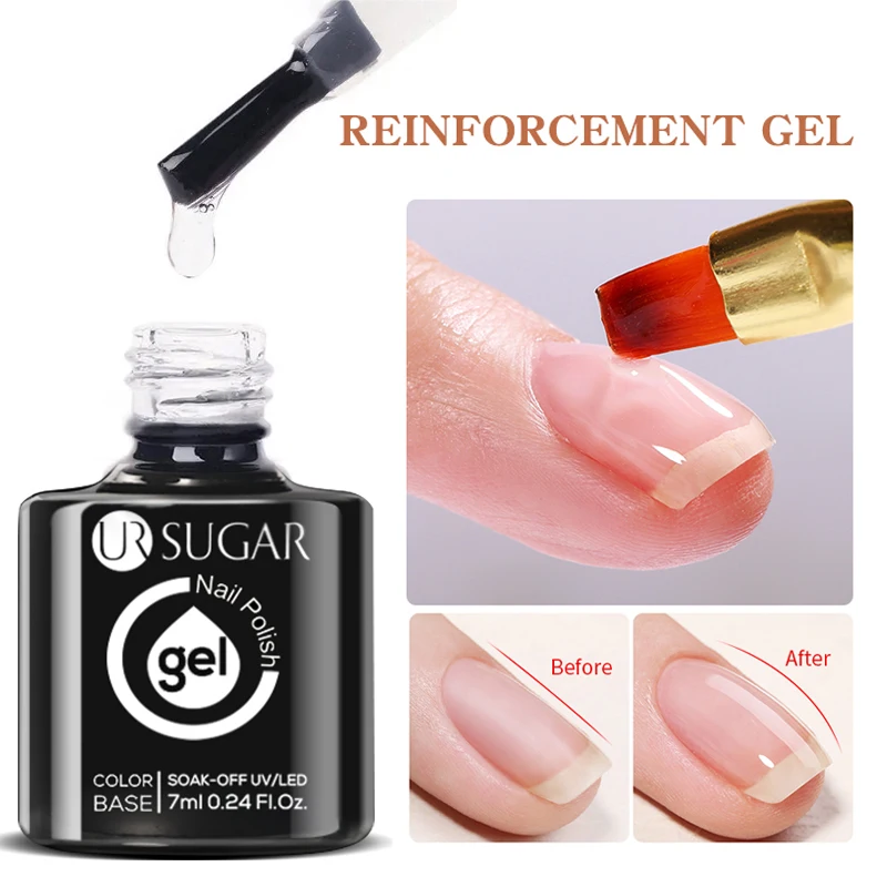 UR SUGAR 7ml Fiber Rubber Thick Base Gel Top Reinforcement Gel Transparent Nail Prep Soak Off UV LED Varnish Base Top Coat