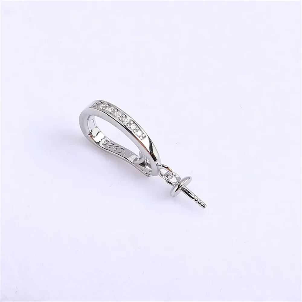 S925 Sterling Silver Pearl Pendant Setting, DIY Empty Bezel Cup Jewelry Supplies for Craft Making, Hollow Prong Pendant Findings