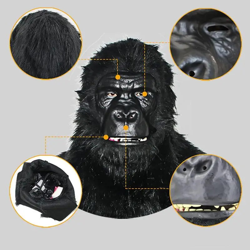 Halloween Gorilla masquerade Mask  Latex Animal Head Cosplay Costume Realistic creative Face Headgear Festival Party Accessory