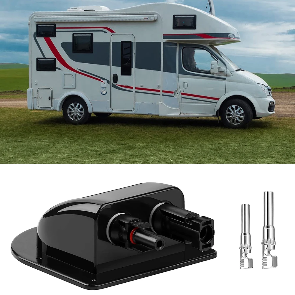 Solar Cable Gland Solar Connection Box RV Safety Solar Waterproof ABS Black Box Cable Cells Connections Housing