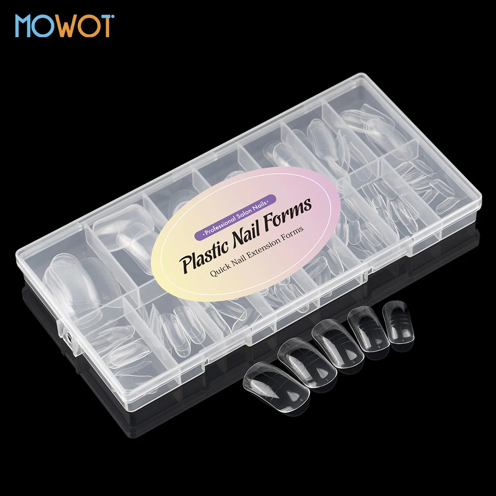 MOWOT 150 pz/scatola Doppia Forma Stampo Per Unghie Unghia Del Piede Acrilico Costruzione Rapida Stampo Per Gel Copertura Completa Punte Per Unghie Finte Estensione Superiore Forme Per Unghie