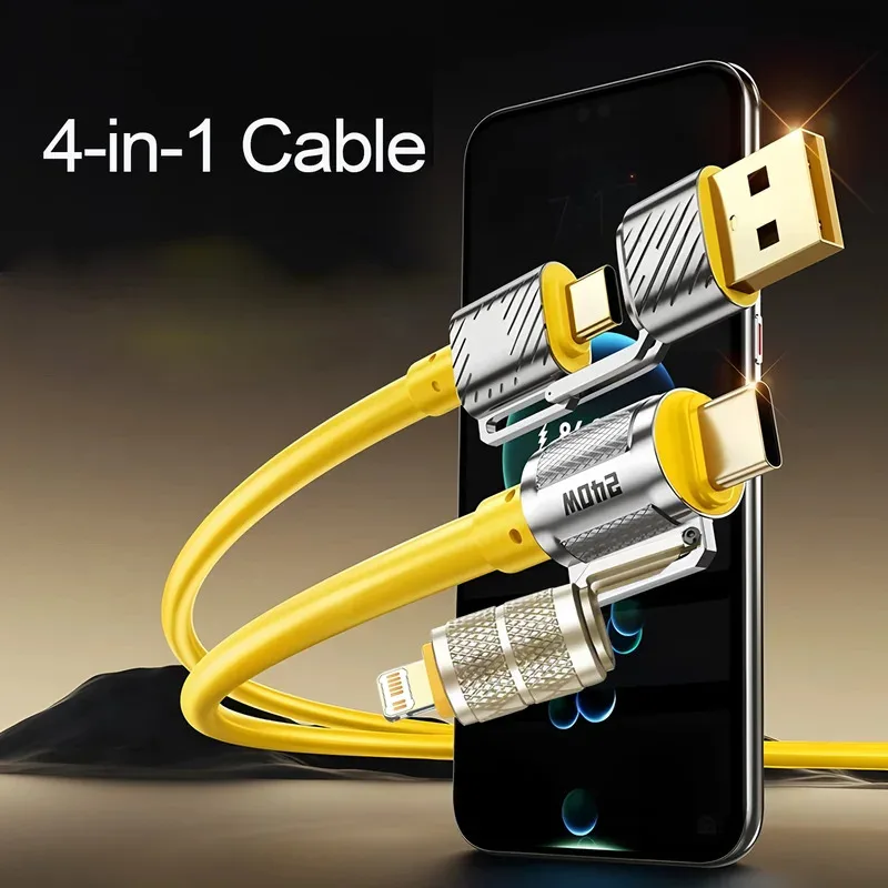

240 Вт USB-C 4IN1 Usb Type C Быстрая зарядка для iPhone Xiaomi Samsung PD 2-в-2 кабель для передачи данных USB-кабель