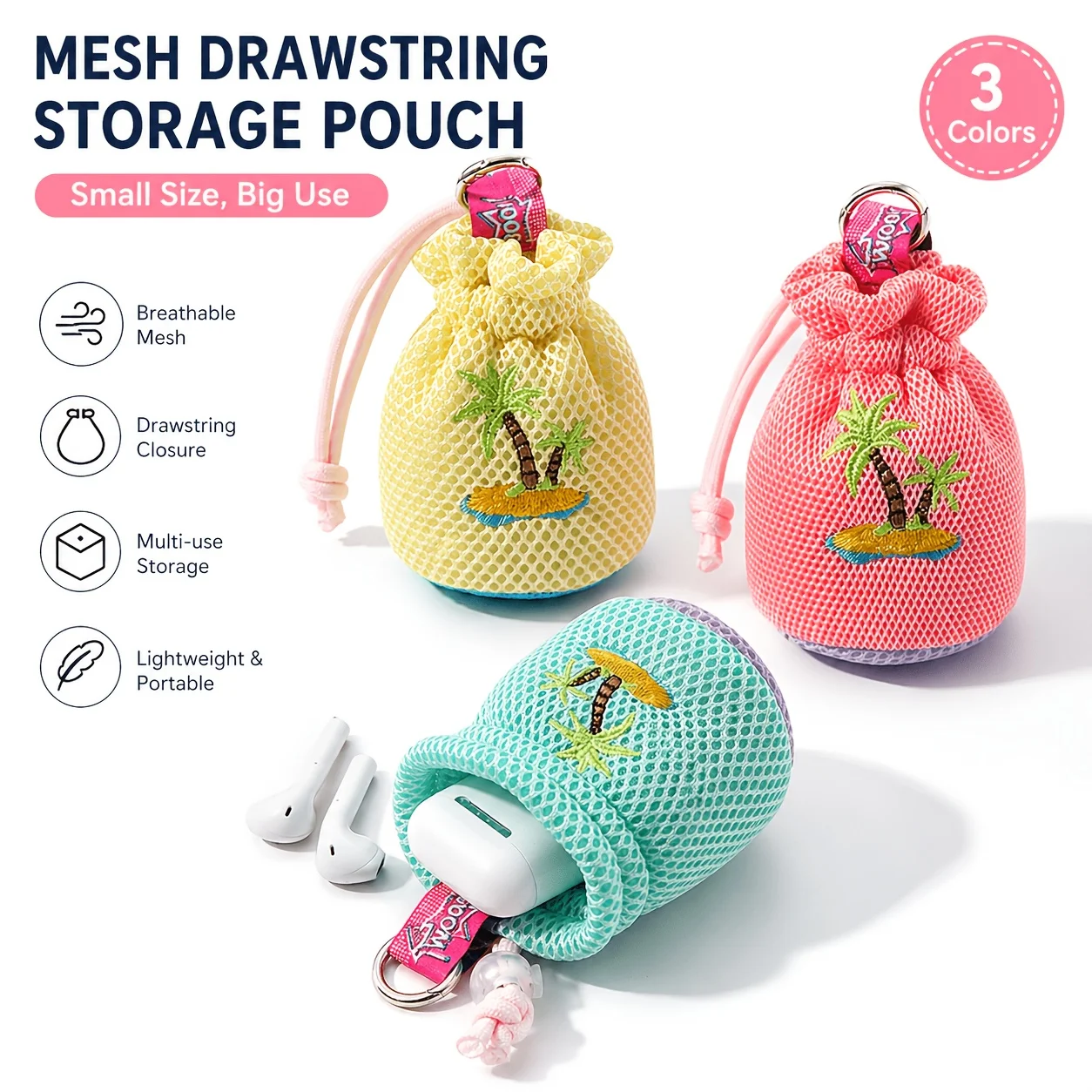 New Ins Style Coconut Tree Bucket Bag Pendant, Available in 3 Colors, Backpack Decoration with Lanyard, Keychain Accessory, Girls' Coin Purse, Lipstick Bag, Jewelry Storage Pouch, Outdoor Portable Small Bag, Bluetooth Earphone Protective Case Pendant view 2