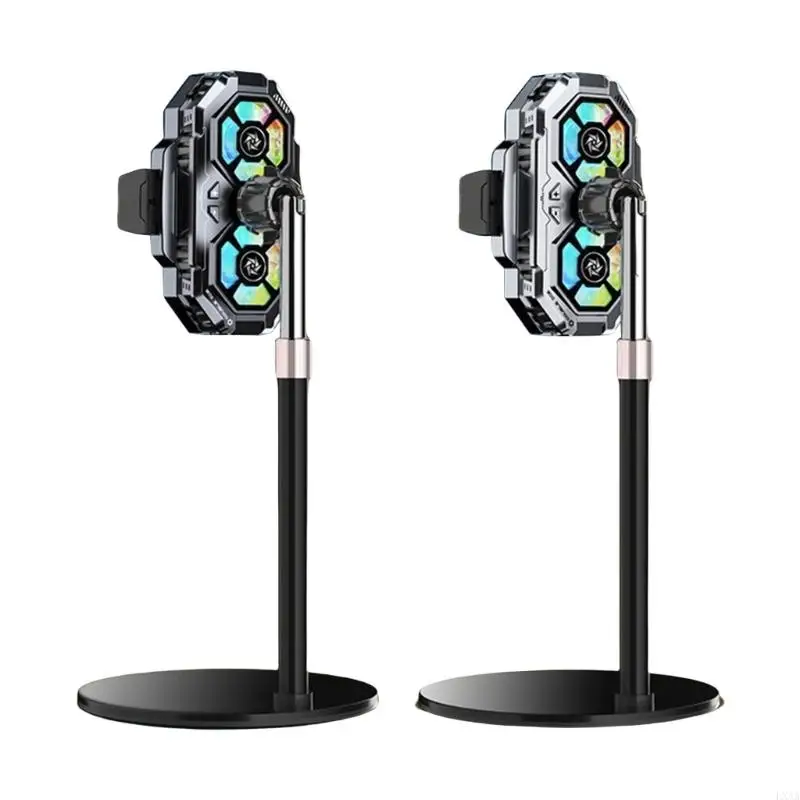 

LXAA Phone Cooling Fan with Stand for Game Mute Semiconductor Heatsink Back Clip Double Cooling Fan 3 Gear Adjustable