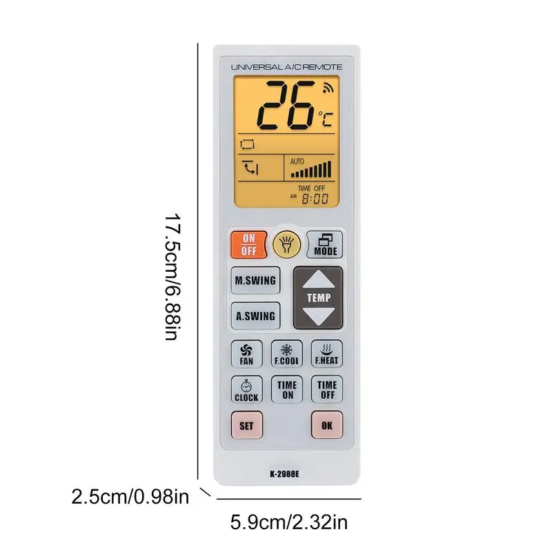 Air Conditioner Remote Wide Fit LCD Display Remote Control Silicon Buttons Multifunctional Air Conditioner Accessories