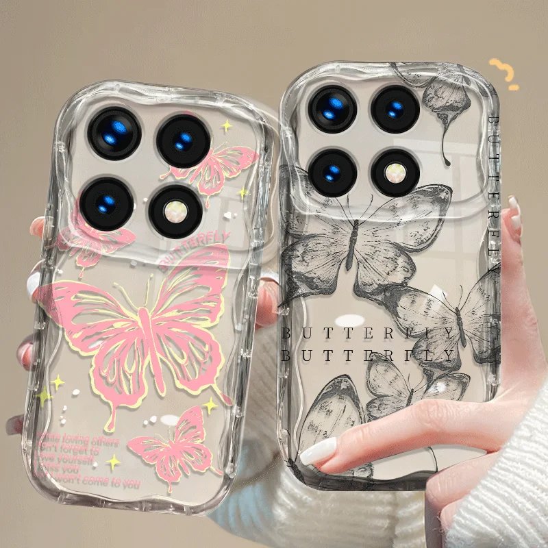 

Гибкий чехол из ТПУ для Xiaomi Poco X6 Pro F6 Pro 5G, противоударный, с милым узором бабочки, защитная задняя крышка, чехлы