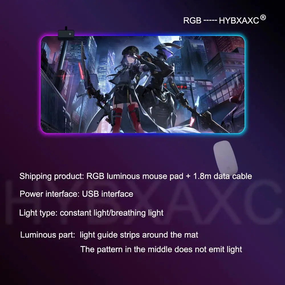 

GRAY RAVEN PUNISHING Mouse Pad RGB Gaming Mouse Pad Desk Mat HD Gamer Large LED Light XXL HYBXAXC MousePads PC Computer Carpet