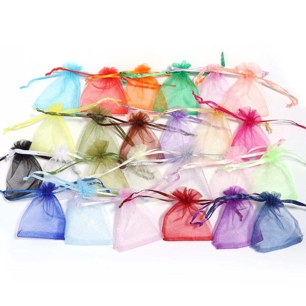 10/20/50Pcs Organza Gift Bag Multicolor Drawstring Pouches For Candy Jewelry Bag Packing Wedding Gift Bags Organza Bag