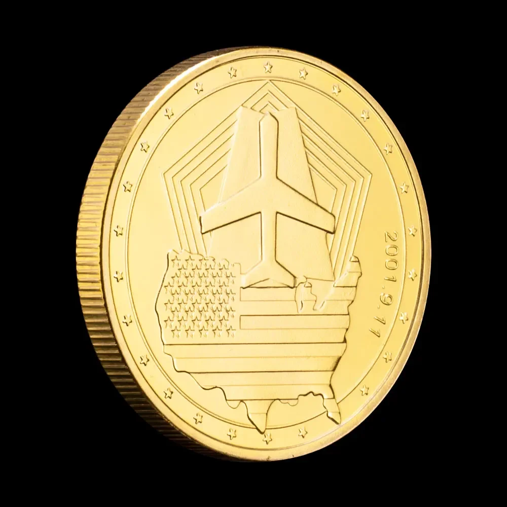 Never Forget 2021 The 20th Anniversary of 9/11 Terroist Attacks Souvenir Coin Golden Plated World Trade Center Challenge Coins