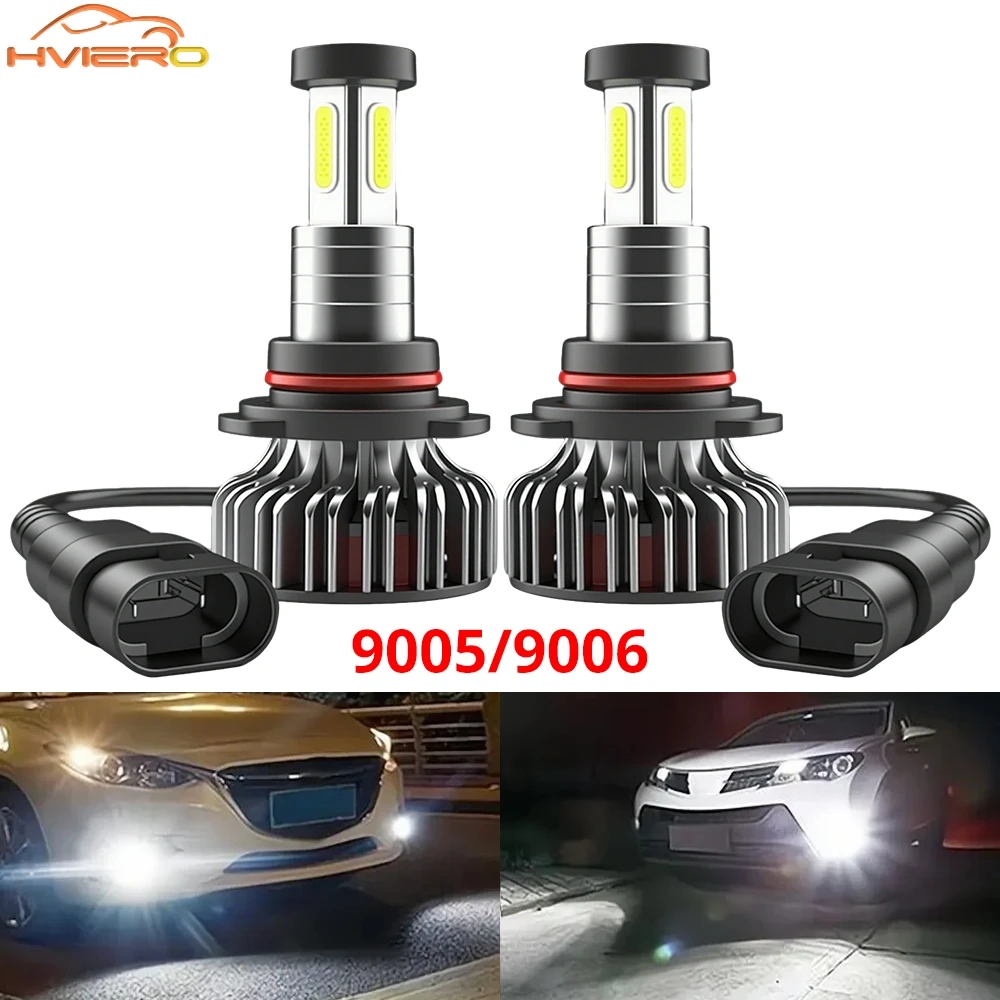 

2Pcs X4 H8H11 9005 9006 LED Headlight super bright Plug Play 360 Degree Turbo Cool Fan brake light Fog HeadLamp 6000k Universal