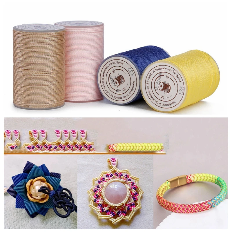 160M/Roll 0.35mm Thickness Waxed Thread For Hand Stitching Thread Flat Wax Leather Cord Round Waxed Handicraft Sewing Line Tools