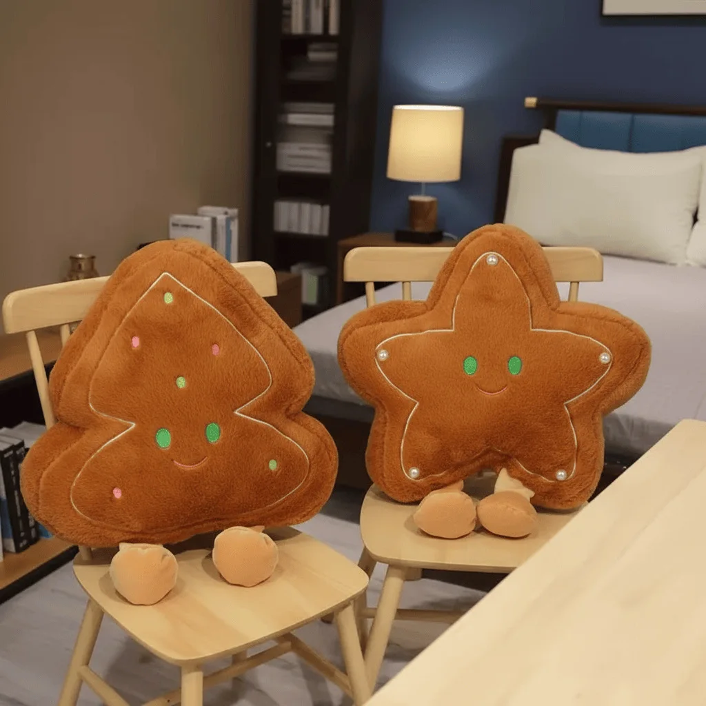 احتفالي شجرة نجمة أفخم وسادة رائعتين الزنجبيل عيد الميلاد وسادة لعبة للأطفال دمية متعة بالجملة