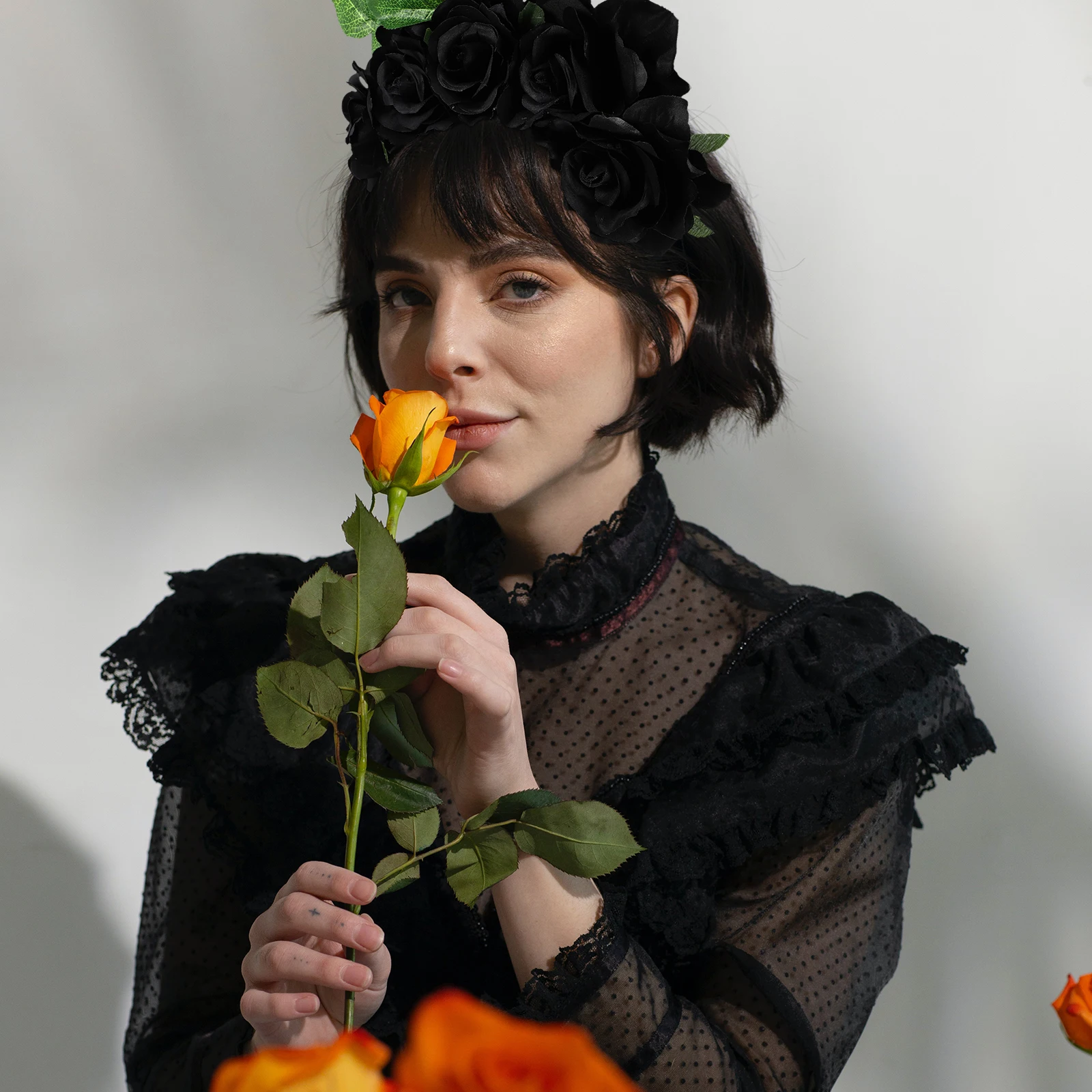 

Rose Headband Hair Decoration Halloween Flower Crown Accessory Hoop Simulation Headpiece Headdress