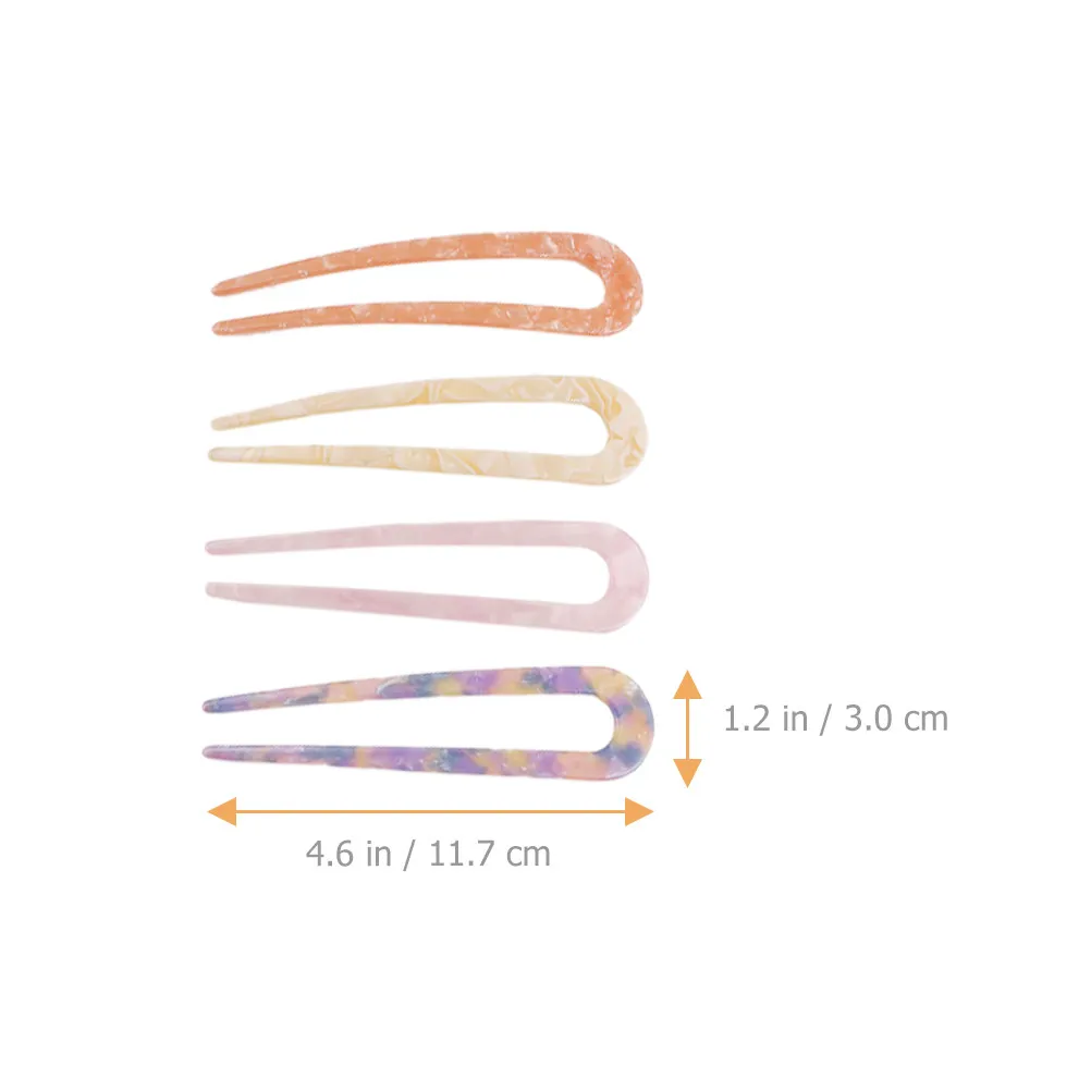 8Pcs Smooth Round Teeth Hair Stick U Shaped Hair Fork Pin for Effortless Bun French Twist Chignon Hairstyle Cosplay Decor