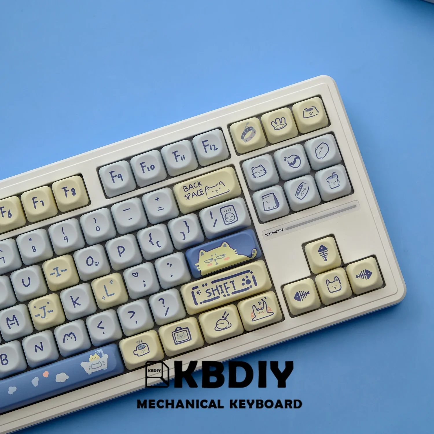 KBDiy 141 مفتاح KOA Profile PBT Keycap مخصص الأزرق مواء كيكابس للوحة المفاتيح الميكانيكية الألعاب ماك لطيف MX مفاتيح 7U الفضاء بار