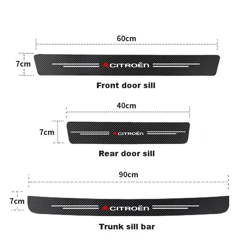 Fiber Car Door Threshold Sill Protector Trunk Stickers For Citroen C4 C3 C5 C1 DS3 DS4 Berlingo Jumper ZX Xsara Car Accessories