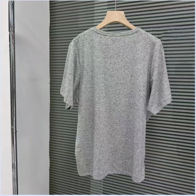 25 year new Nordic TT light linen gray cotton round neck short sleeved loose and versatile T-shirt top