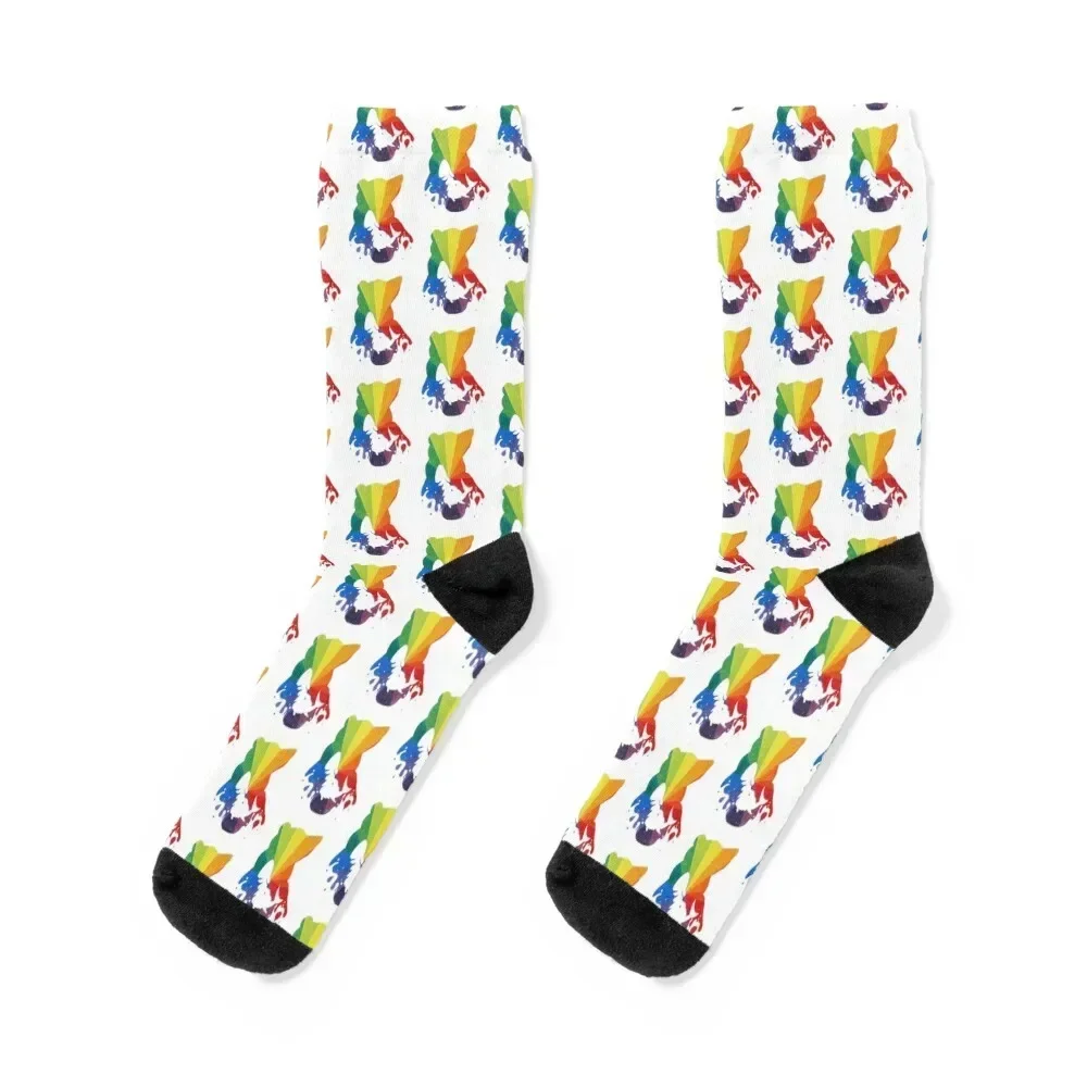 Rainbow bear and trout Socks compression Men's Novelties new year Socks Women Men's floor crazy winter gifts Women Socks Men's