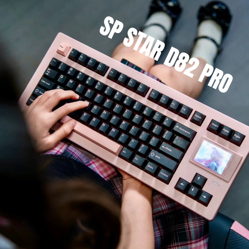 SP STAR D82 PRO Mechanical Keyboard Wireless Tri-mode Gasket Hot-swap RGB Custom Display Screen Office Gaming Keyboard in Stock