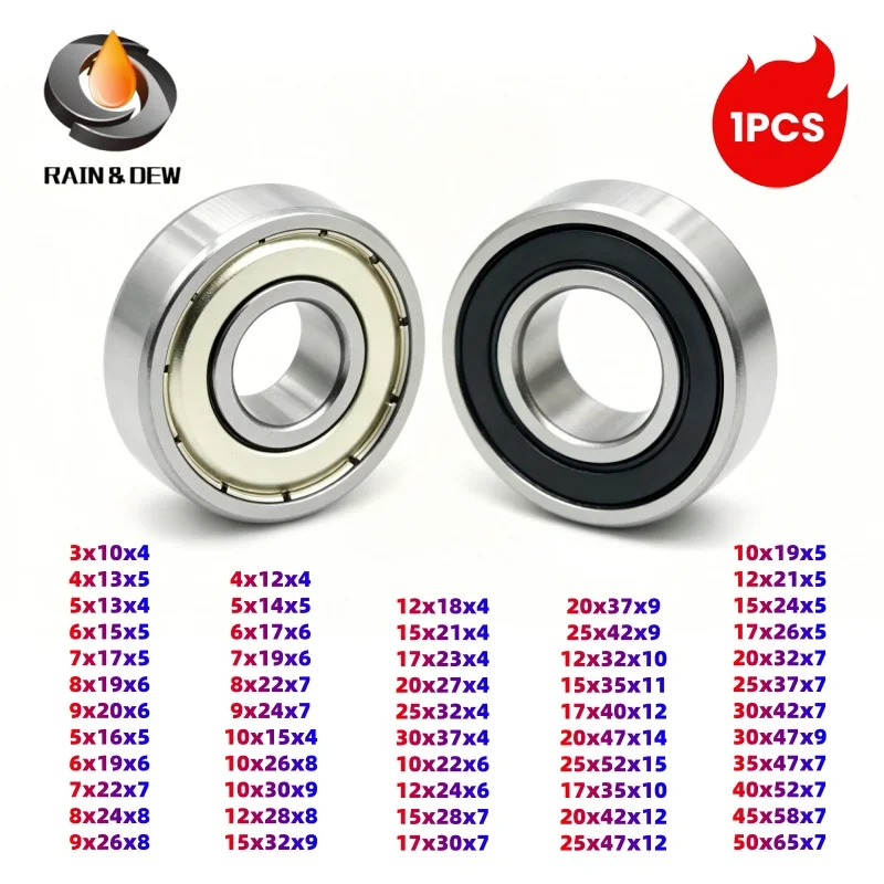 1Pcs 10x26x8mm 10x30x9mm 12x18x4mm 10x19x5mm 10x22x6mm Deep Groove Ball Bearing Ball Bearing 6000 6001 6200 6201 6800 6900 2RS