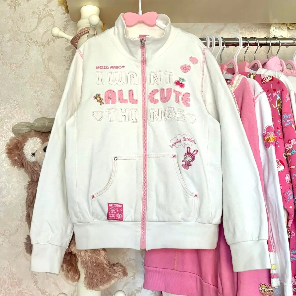 2026 Y2k Jacket Coats Women Casual Hooded Japanese Kawaii Cartoon Embroidery Hoodies Women Cartoon Cute Pocket Loose Sweatshirt