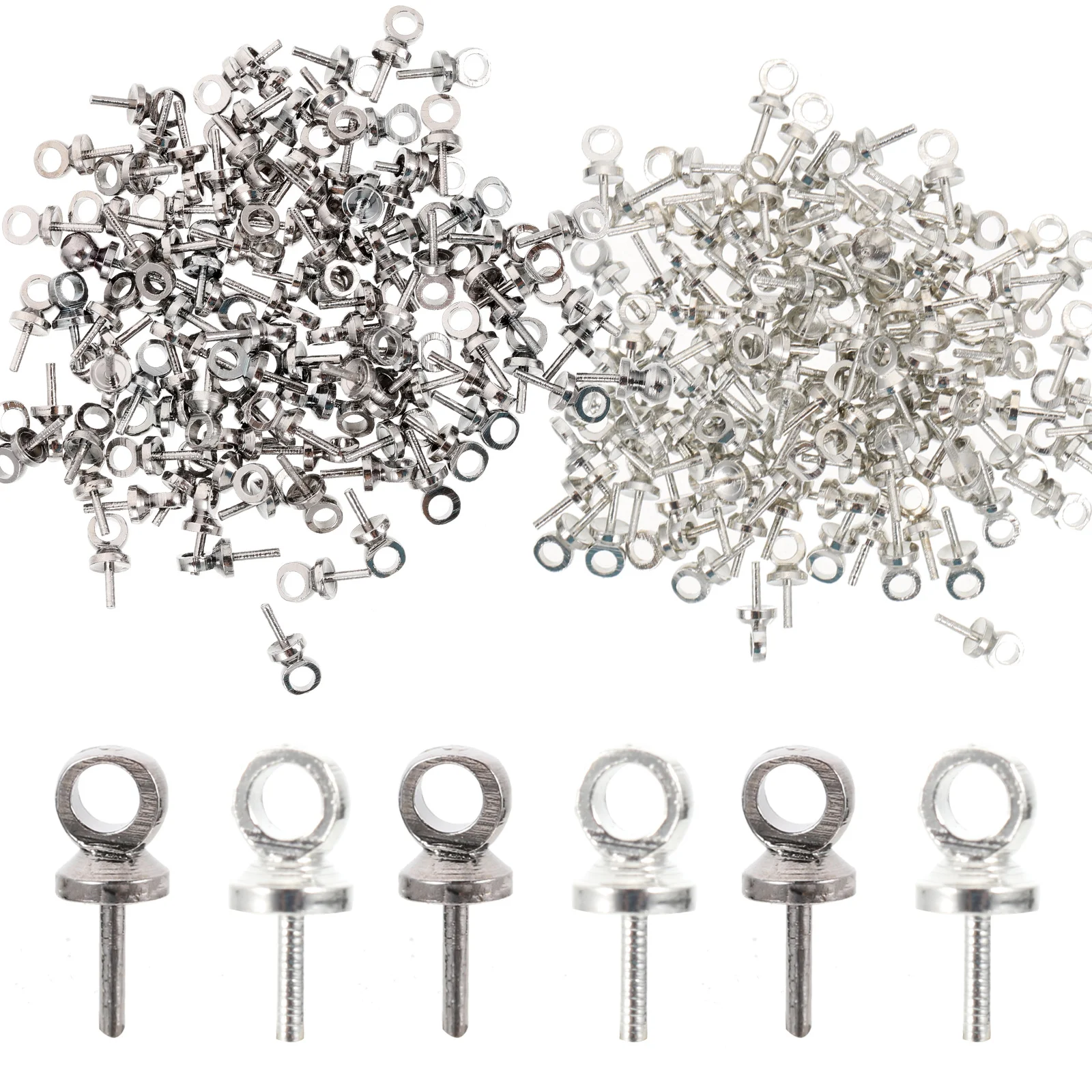 

2 set Pure Copper Screw Eye Pins For Jewelry Making Threaded Hooks Diy Findings Self-Tapping Eyelet Small Metal Hooks Craft