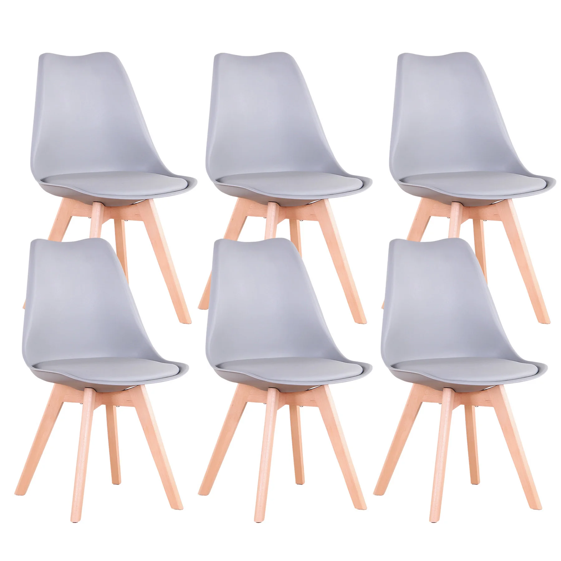 Set aus 4 / 6 Nordischen Esszimmerstühlen Bürostühle mit PU-Gepolstertem Sitz Buchenholzbeine Schreibtischstühle für Esszimmer Schlafzimmer Restaurant