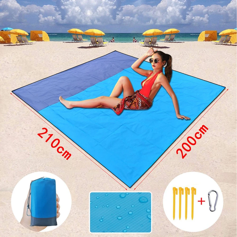 Beach Blanket Anti-Tear 200X210cm Waterproof Beach Mat Lightweight Picnic Blanket For Travel Hiking Sports Outdoor Party