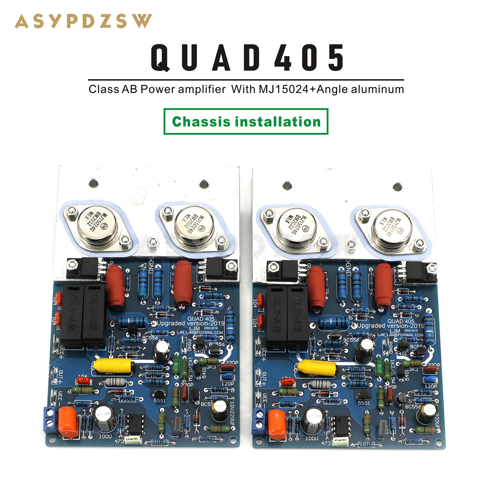 

Chassis installation QUAD405 Stereo Class AB Power amplifier With MJ15024+Angle aluminum DIY Kit/Finished board