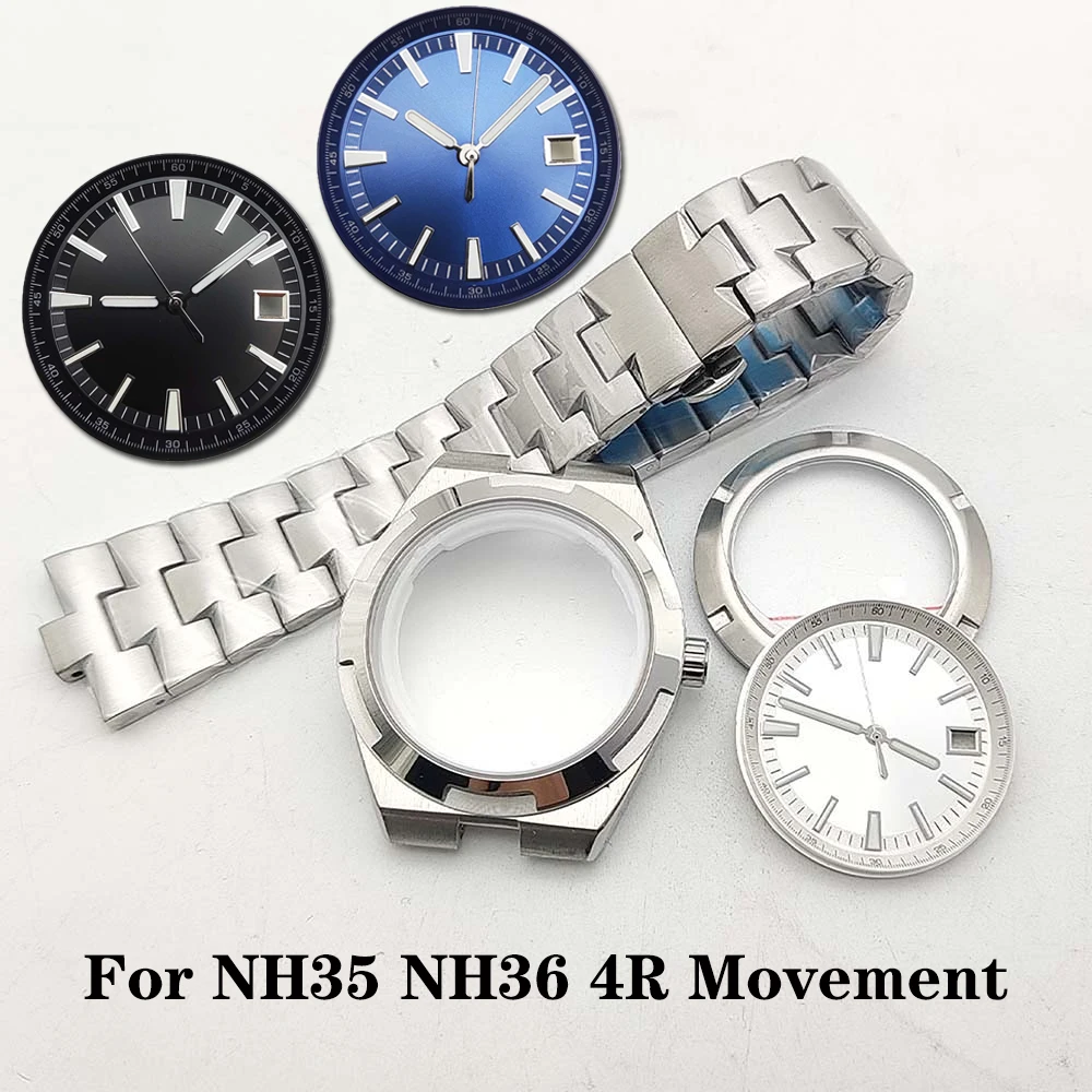 

Stainless Steel Sapphire Glass Case 41mm, Mechanical Watch Case+Strap+Hands+Dial Set for NH35 NH36 4R Movement, 33mm Watch Dial