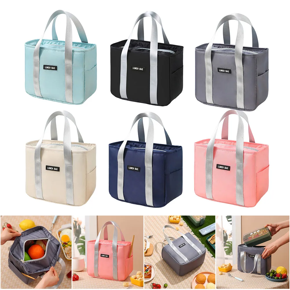 Portable Round Lunch Bag New Thermal Insulated Lunchbox Tote Cooler Handbag Bento Pouch Dinner Container School Food Storage Bag