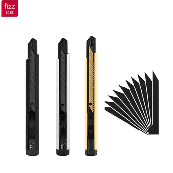 Cuchillo utilitario Fizz Art 30 °   Mini cortador de caja con diseño a presión autoblocante de aleación de aluminio, papelería multifuncional
