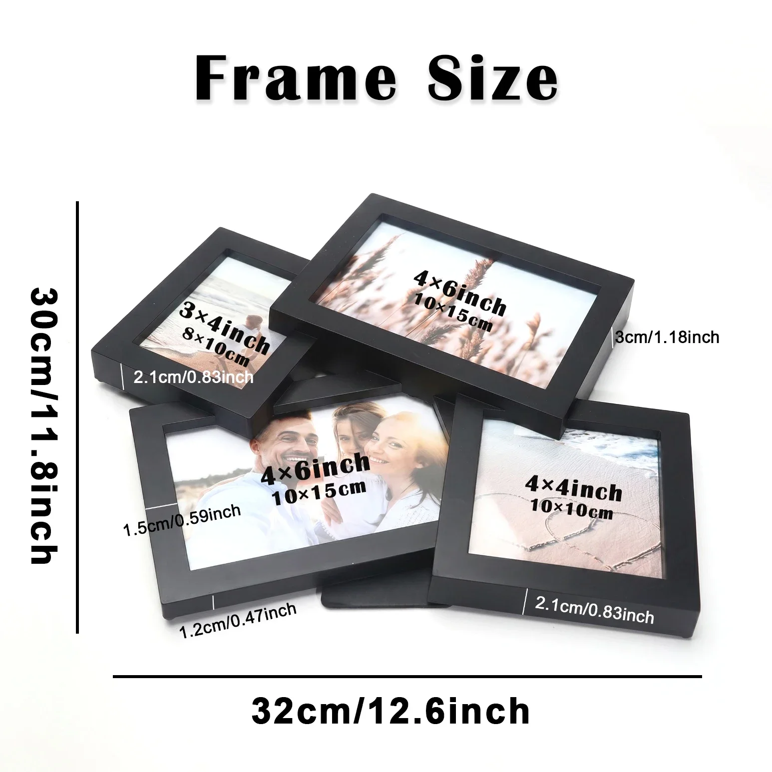 DIY Multi Grid Puzzle Picture Frame 4 Photo Collage Frame for Couples Standing Anniversary Gift Home Decor 3x4/4x4/4x6 Inch