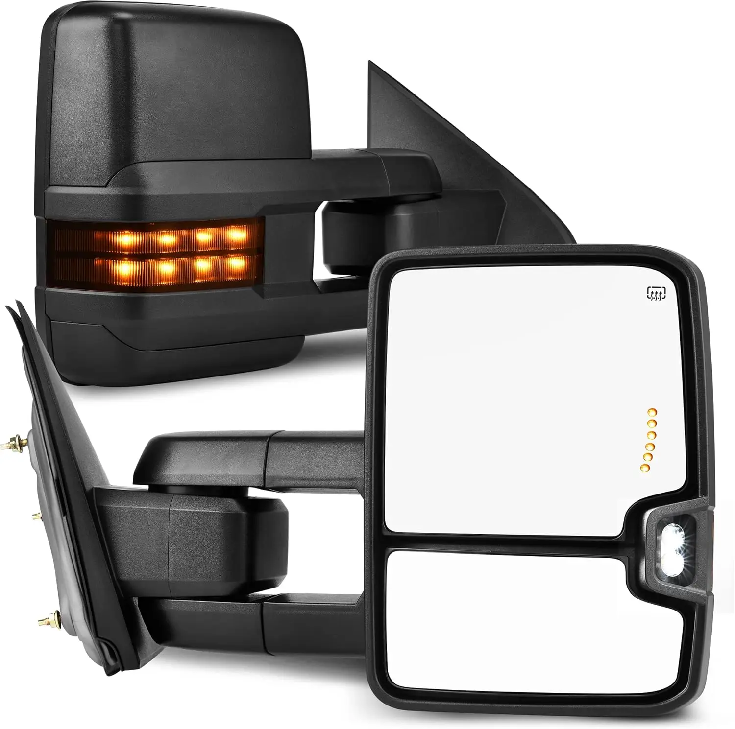 Power Folding Towing Mirrors Compatible with 2014-2018 Chevy Silverado GMC Sierra 1500 2500 HD 3500 HD Power Heated