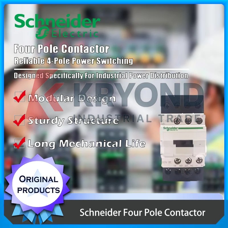 Schneider Four Pole Contactor for Motor Control Power Distribution and Industrial Automation