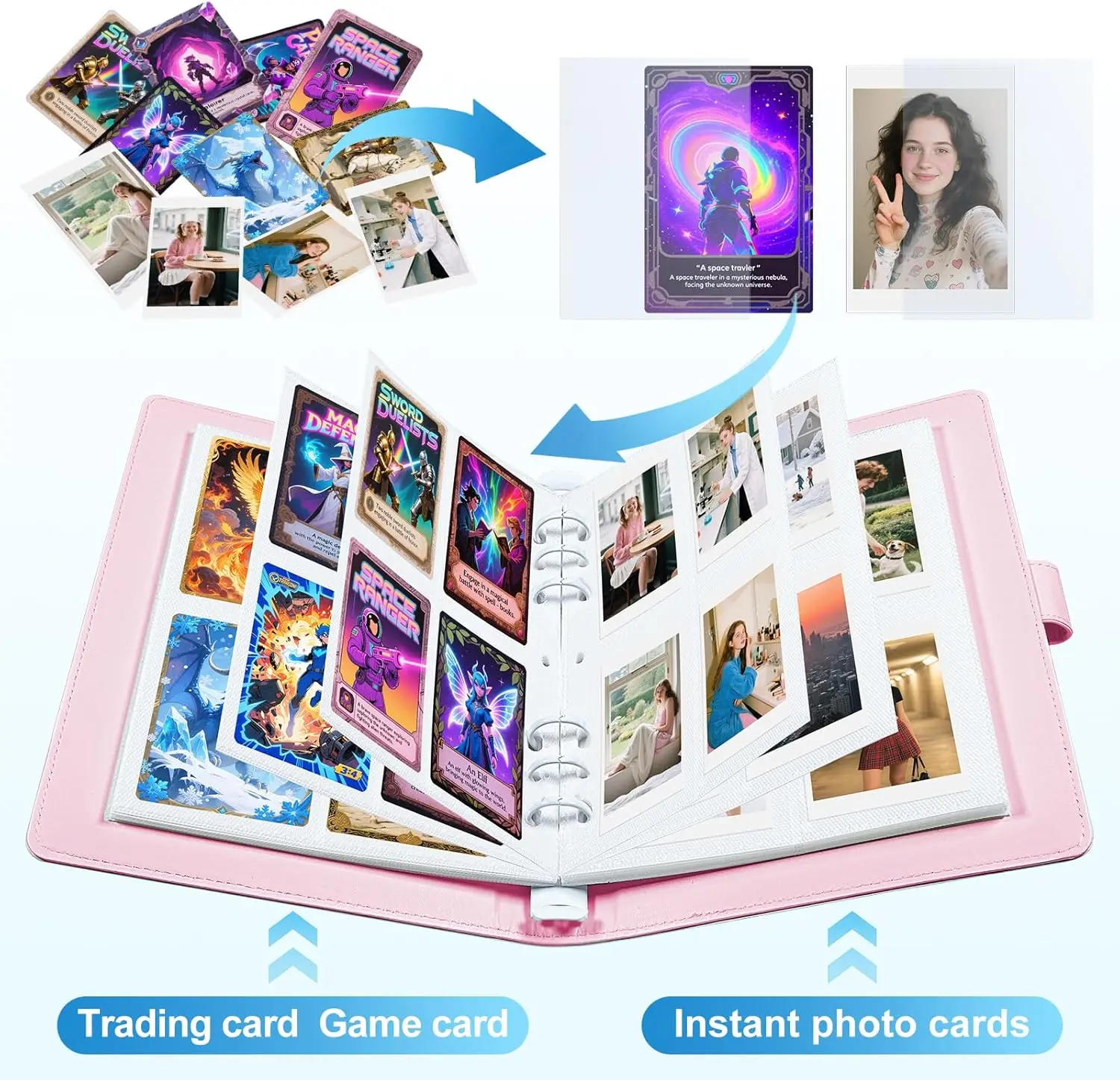 New Refillable PU Leather Album A5 Photocard Binder 6 Ring with 25 sheets double-sided pockets left and right openings