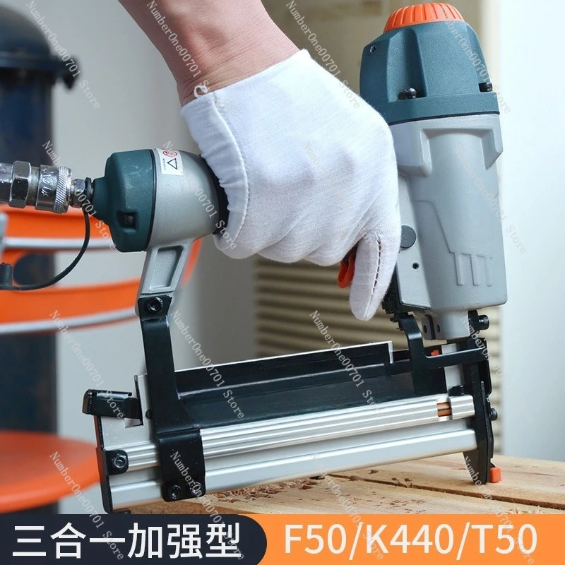 3-in-1 Pneumatic Nail Gun | for Straight, Finish Nails & U-Type Staples | Professional Woodworking Tool